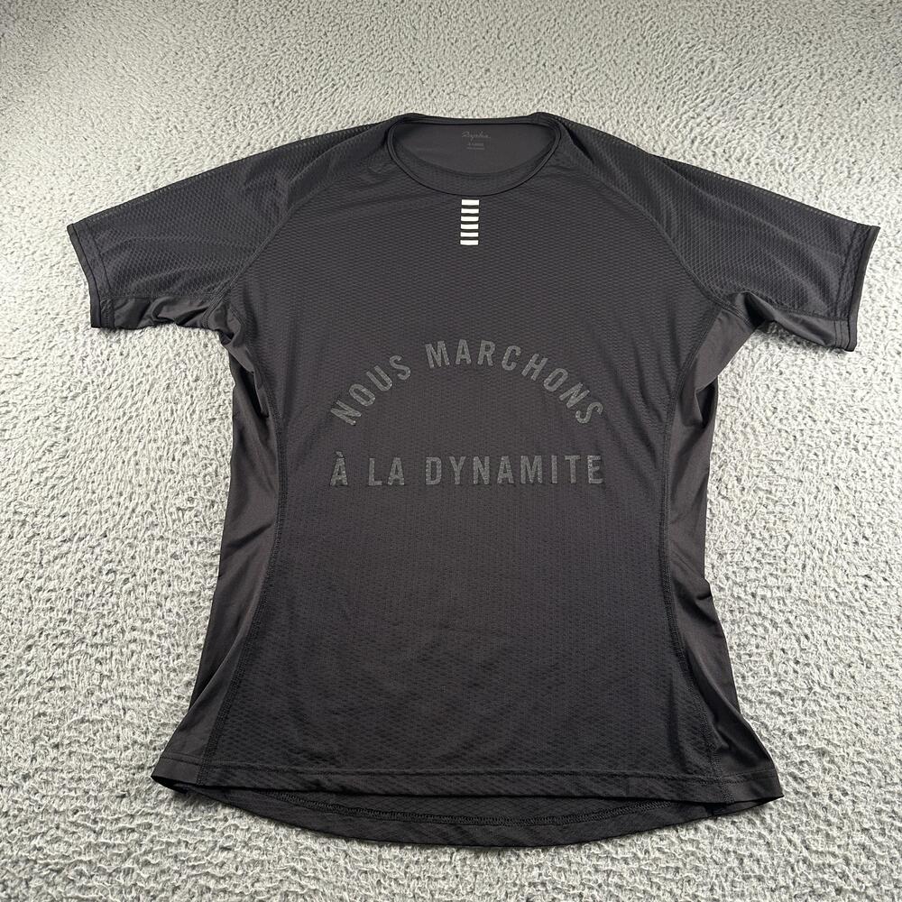 Rapha Pro Team Shirt Mens XL Black Mesh Nous Marchons Slogan Graphic Cycling Tee
